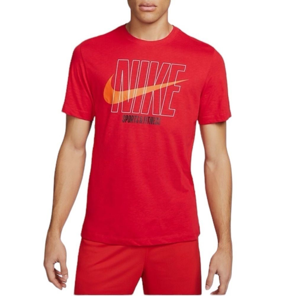 Nike NWT Men’s Red Dri-FIT Fitness Logo T-Shirt Size Small NEW FLAW